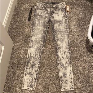 black/grey and white tye dye mid rise jeans